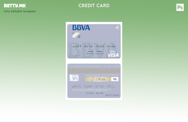 Модерен стил Шаблон за виза за дебитна картичка на Парагвај Банко BBVA банка